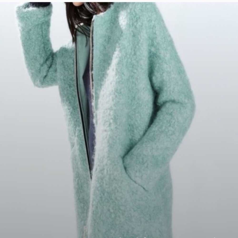 Zara Wool Blend Boucle Coat Size S